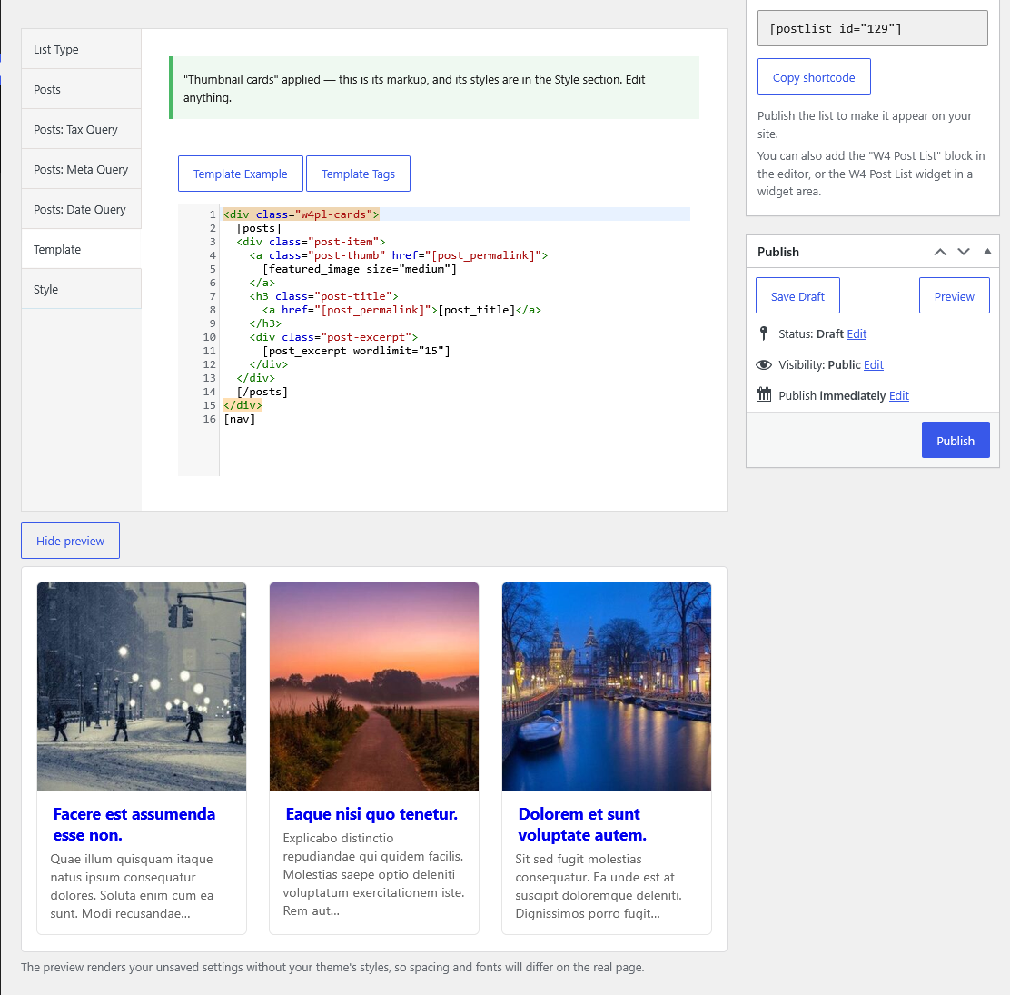 The live preview pane