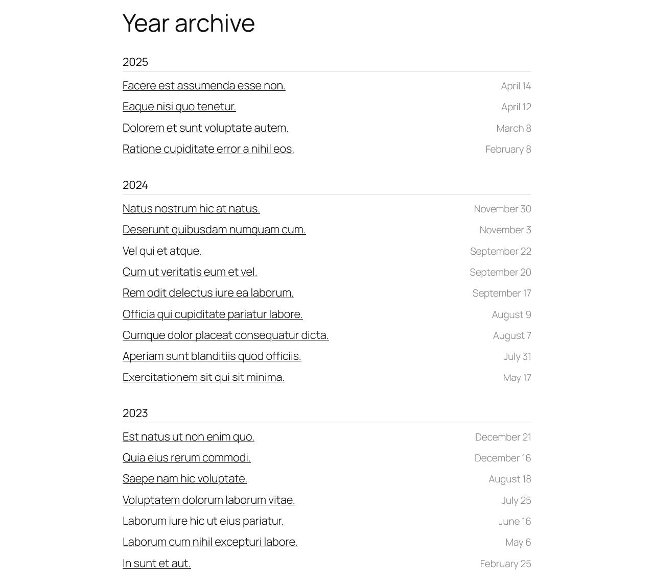 The Year archive starter