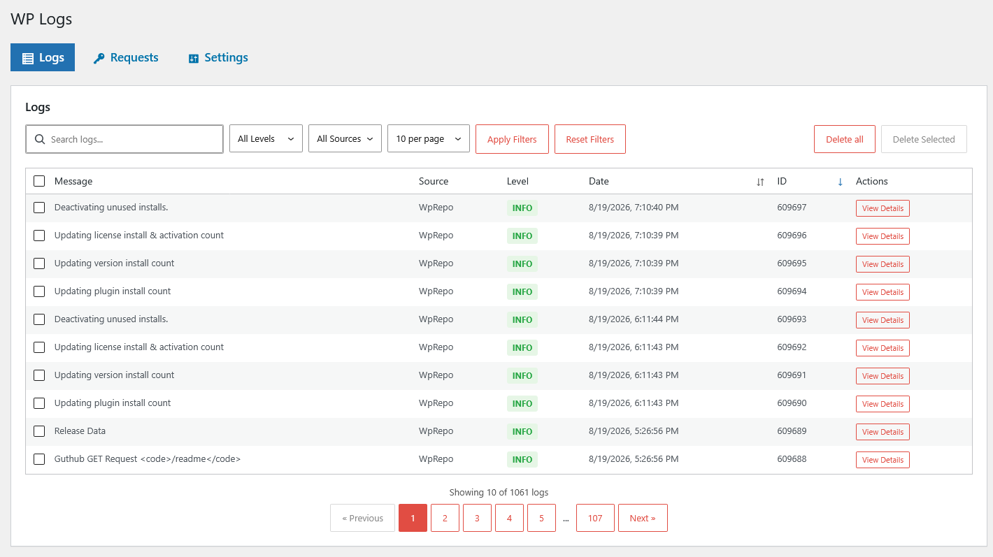 Log every outgoing HTTP request WordPress makes